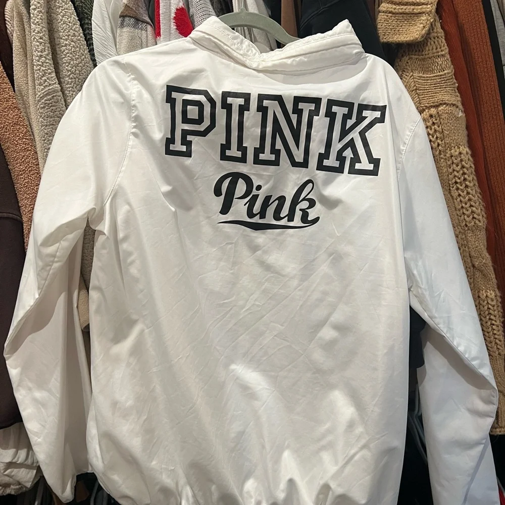 Victorias Secret Pink Ombre Rainbow Funnel Neck Anorak Windbreaker Zip Up Jacket